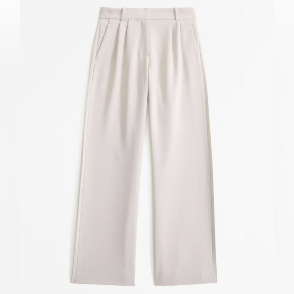 A&F Sloane Low Rise Tailored Wide Leg Pant - Light Taupe 27 LONG